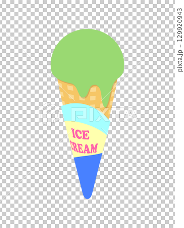 アイスクリーム 抹茶 コーン アイス イラスト アイスクリーム 抹茶 コーン アイス イラスト 129920943
