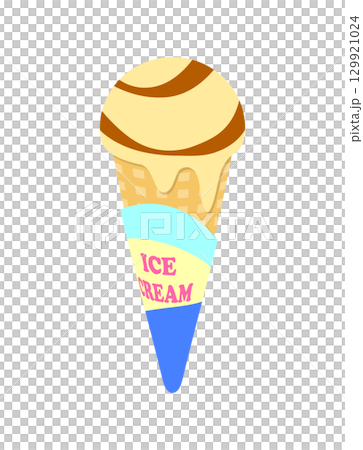冰淇淋焦糖香草甜筒冰淇淋插畫 129921024