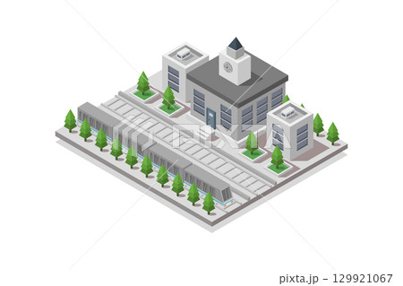 Isometric train station 129921067