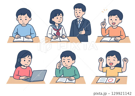 勉強イラスト6種セット 129921142