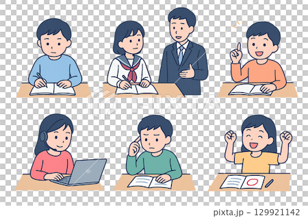 勉強イラスト6種セット 129921142