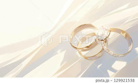 ダイヤモンドのリングと白い背景 129921538