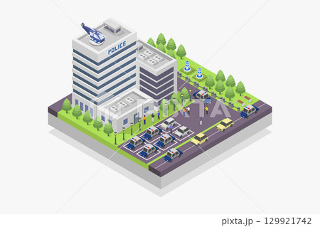 Isometric Police Station Isometric Police Station 129921742