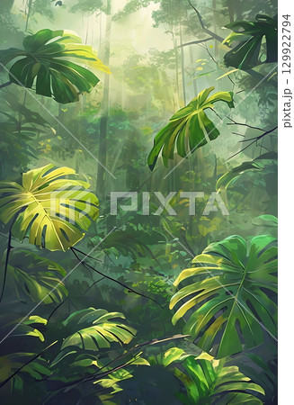 Dappled Light Through Layered Leaf Canopies 129922794