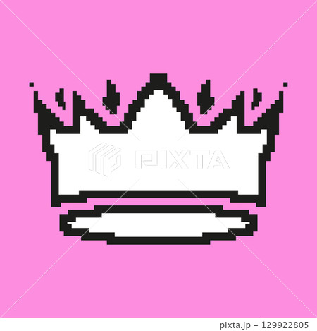 Crown Pixel Art Icon. Royalty, Leadership, And Authority Symbol. Regal And Majestic Representation. Isolated Vector Illustration 129922805