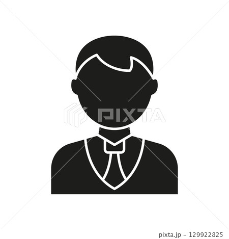 Businessperson Avatar Solid Icon. Professional, Corporate Representation, And Office Employee Silhouette Symbol. Business Management. Isolated Vector Illustration 129922825