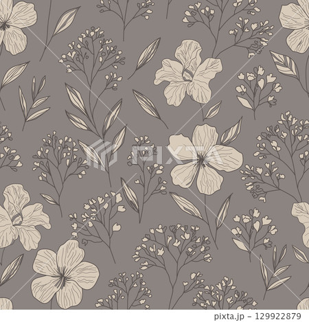 Floral seamless pattern. Abstract flowers background. Libertia ixioides vector illustration. Ideal for textile design, wallpaper and cards. 129922879