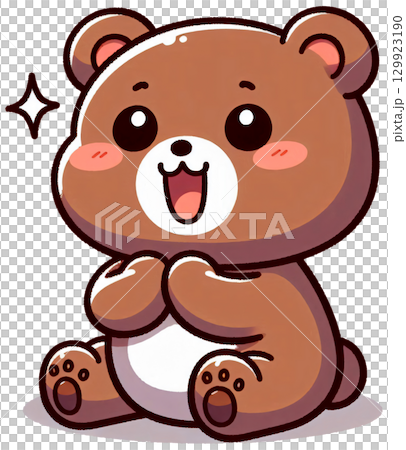 A bear sitting and clapping its paws happily 129923190