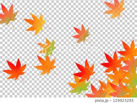Autumn watercolor background of flying autumn leaves Autumn watercolor background of flying autumn leaves 129923283