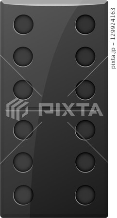 A domino with five spots on each side creates a classic gaming piece for strategy and chance. 129924163