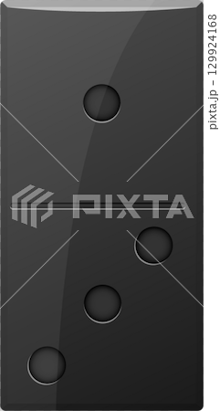 The image shows a domino piece, glossy and dark, with three dots indicating the value. The image shows a domino piece, glossy and dark, with three dots indicating the value. 129924168