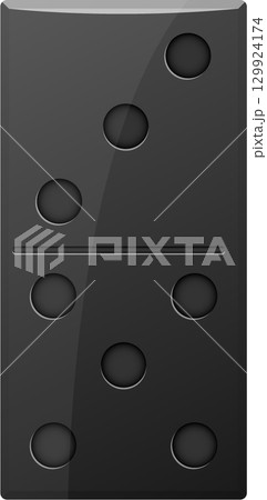 A domino piece with three pips on the top half and four pips on the bottom half. A domino piece with three pips on the top half and four pips on the bottom half. 129924174