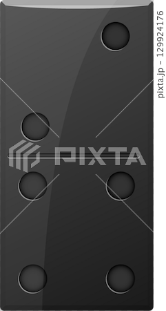 Domino tile illustration featuring two dots on the top half and four dots on the bottom half. 129924176