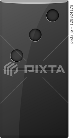 A black domino tile, with two pips on one half and one pip on the other, set against a neutral background. 129924178