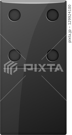 Black domino piece with a value of 4 represented by two circles above the line and two below. 129924180