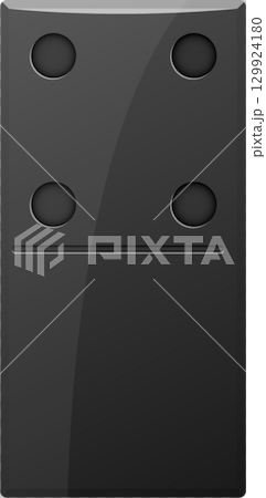 Black domino piece with a value of 4 represented by two circles above the line and two below. 129924180