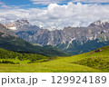 Alpine Valley with Majestic Peaks 129924189