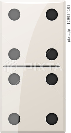 Ivory domino with four spots on each side, creating an eight pip combination game piece. 129924195