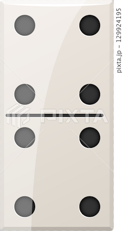 Ivory domino with four spots on each side, creating an eight pip combination game piece. 129924195