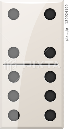 Domino tile featuring two spots on the top half and four spots on the bottom half of the tile. 129924199
