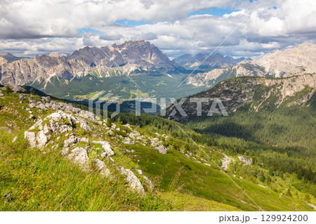 Green Mountain Valley with a Small Village far Below Green Mountain Valley with a Small Village far Below 129924200