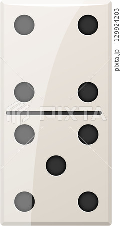 Ivory tile with glossy finish showing a configuration with four dots on each side. Ivory tile with glossy finish showing a configuration with four dots on each side. 129924203