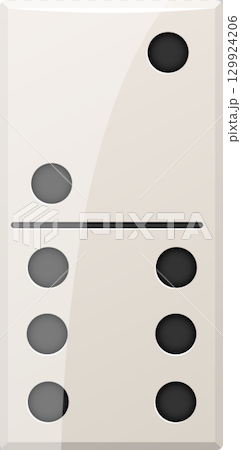Ivory domino piece with a one pip side and a four pip side for playing a tabletop game. 129924206