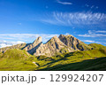 Sunny Austrian Valley and Daytime Moon 129924207