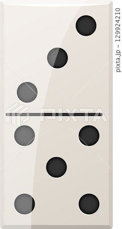 Ivory domino tile with five dots, top two dots and bottom three dots, gaming accessory Ivory domino tile with five dots, top two dots and bottom three dots, gaming accessory 129924210