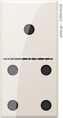 Shiny, rectangular domino with one pip on the top half and three pips on the bottom half. Shiny, rectangular domino with one pip on the top half and three pips on the bottom half. 129924220