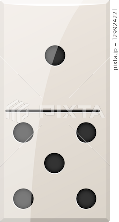 The domino shows 1 spot on top and 4 spots on the bottom, signifying a five on the domino. The domino shows 1 spot on top and 4 spots on the bottom, signifying a five on the domino. 129924221