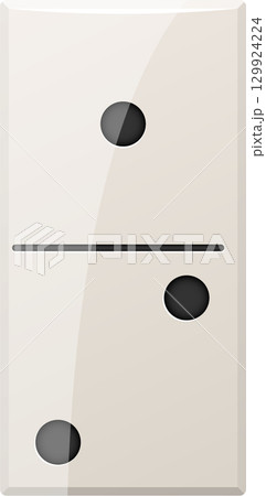 Ivory domino tile with two dots on top and one dot on the bottom, separated by a line. Ivory domino tile with two dots on top and one dot on the bottom, separated by a line. 129924224