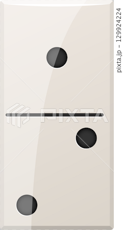 Ivory domino tile with two dots on top and one dot on the bottom, separated by a line. Ivory domino tile with two dots on top and one dot on the bottom, separated by a line. 129924224