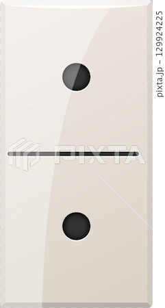 Domino tile with one dot on each half of the tile separated by a dividing line. 129924225