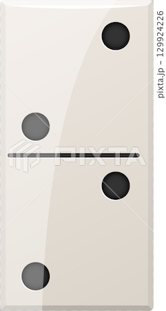 A single domino tile featuring two dots on one side and one dots on the other separated by a line. A single domino tile featuring two dots on one side and one dots on the other separated by a line. 129924226