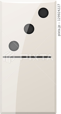 Domino tile featuring one spot on the lower half and three spots on the top half side. 129924227