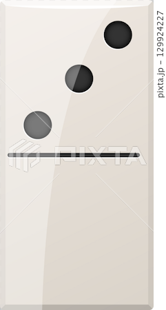 Domino tile featuring one spot on the lower half and three spots on the top half side. 129924227