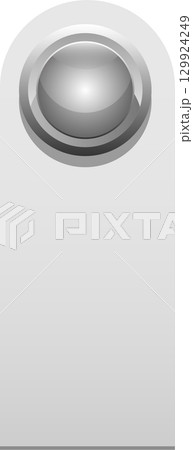 A modern, minimalist gray tag with a glossy, circular indentation at the top portion of tag. A modern, minimalist gray tag with a glossy, circular indentation at the top portion of tag. 129924249