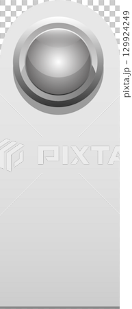 A modern, minimalist gray tag with a glossy, circular indentation at the top portion of tag. A modern, minimalist gray tag with a glossy, circular indentation at the top portion of tag. 129924249