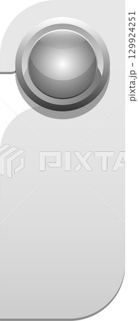A gray, plastic door hanger that has a round bulb-like attachment at the top for placement. A gray, plastic door hanger that has a round bulb-like attachment at the top for placement. 129924251