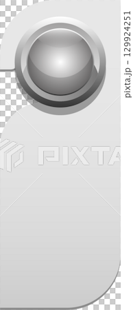 A gray, plastic door hanger that has a round bulb-like attachment at the top for placement. A gray, plastic door hanger that has a round bulb-like attachment at the top for placement. 129924251