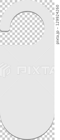A gray sign with a door hanger shape against a black background, simplistic style graphic element. A gray sign with a door hanger shape against a black background, simplistic style graphic element. 129924260