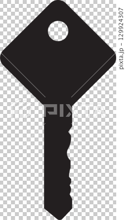 Simple black key on a solid background. Modern, silhouetted image perfect for security concepts. 129924307