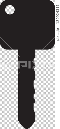 Monochrome image of a metal key, signifying security and access with a focus on simplicity. 129924311