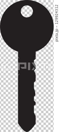Key silhouette on black background. Represents access, security, unlocking, and the solutions. 129924312