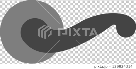 A modern, gray door handle featuring a sleek, curved design against a dark background. 129924314