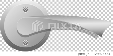 Sleek silver door handle hardware with a modern design, enhancing interior doors for accessibility. Sleek silver door handle hardware with a modern design, enhancing interior doors for accessibility. 129924323