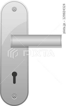Sleek silver door handle on a black background, a modern and functional design for entryways. 129924324