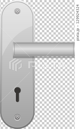 Sleek silver door handle on a black background, a modern and functional design for entryways. 129924324