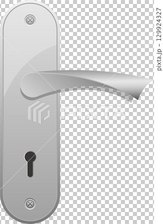 Sleek silver door handle with a modern design, ready to welcome or restrict passage. Access. 129924327
